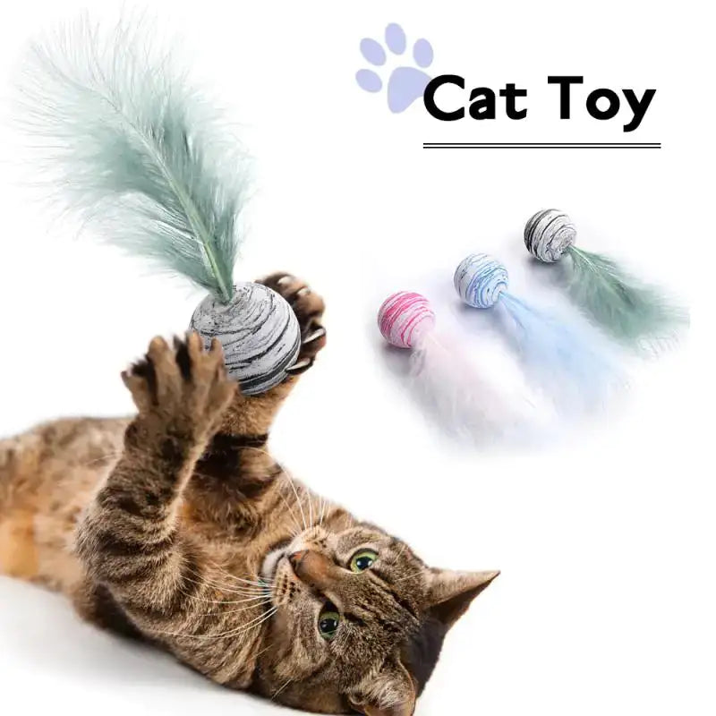 Cat Toy Feather Ball – Fun, Interactive & Irresistible Playtime! 🪶🐾