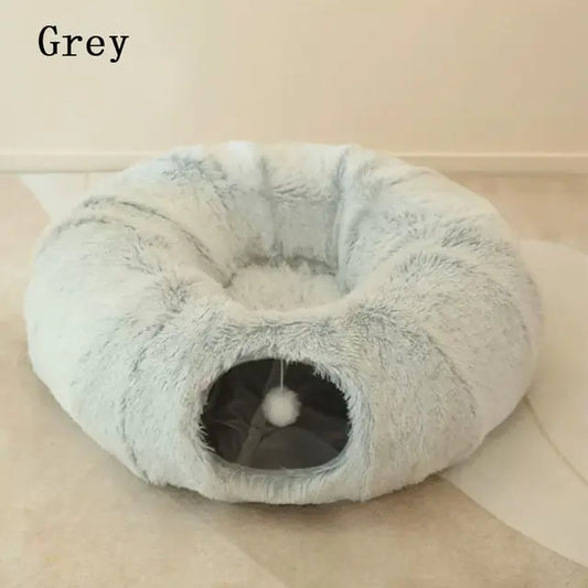 2-in-1 Round Tunnel Cat Bed 🐱 – Soft, Fun & Cozy!