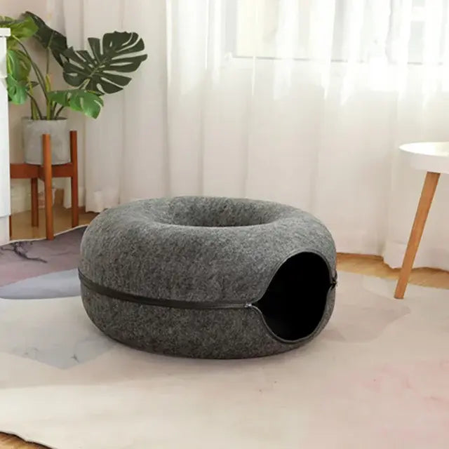 Cat Donut Bed โ Soft Tunnel & Cozy Hideaway for Cats ๐ค๐พ