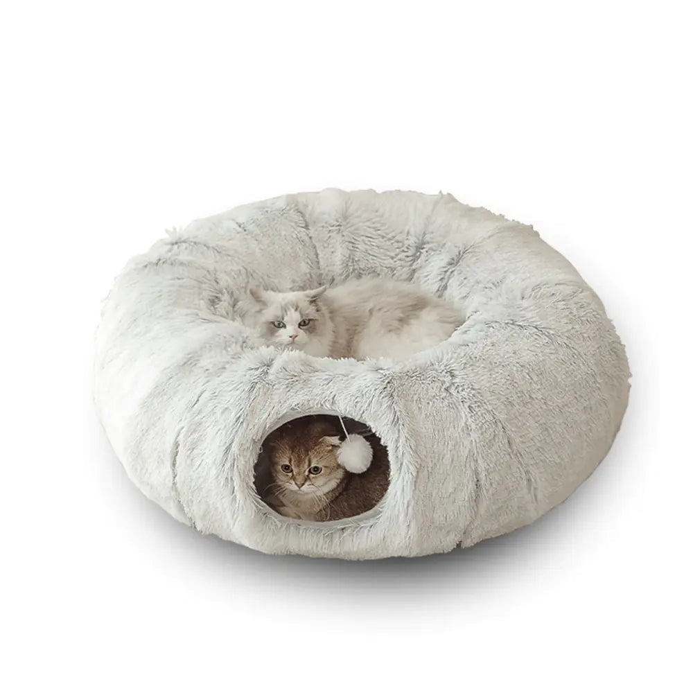 2-in-1 Round Tunnel Cat Bed 🐱 – Soft, Fun & Cozy!