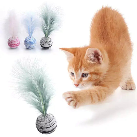 Cat Toy Feather Ball – Fun, Interactive & Irresistible Playtime! 🪶🐾